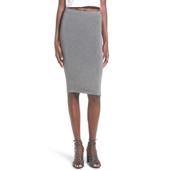 Leith skirt bodycon pencil tube stretch midi gray - Picture 1 of 7